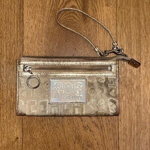Coach Metallic Gold Wristlet Clutch